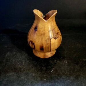 Vintage Wooden Carved Candlestick or Vase